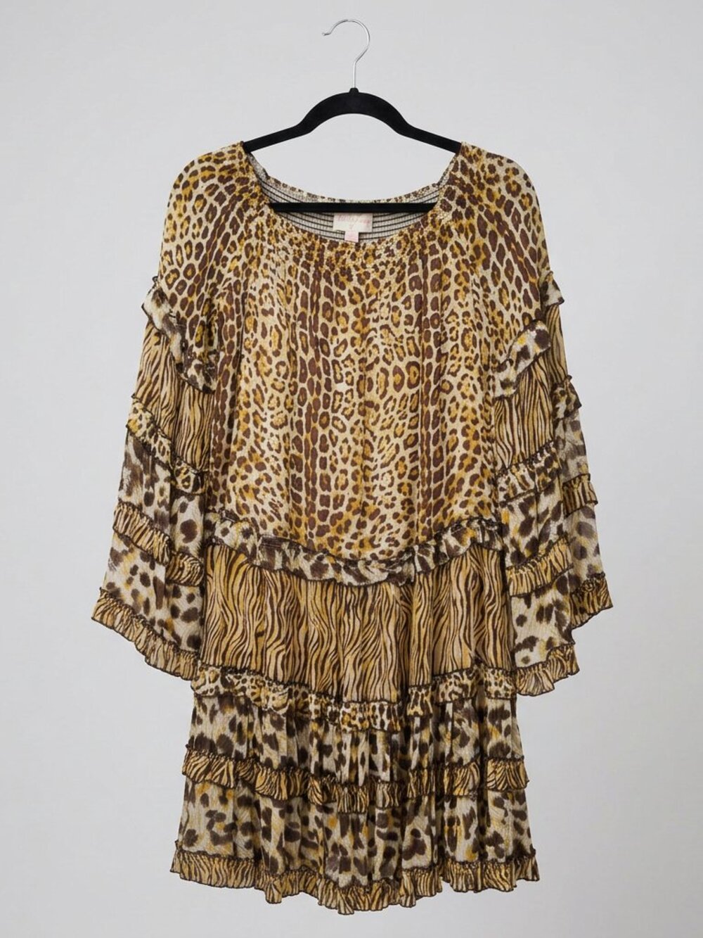 Miss June Animal Print Ruffle Dress One Size